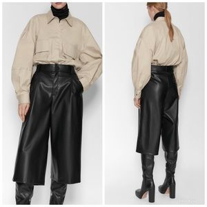 ZARA Faux Leather Long Shorts